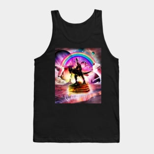 Cat Riding Dinosaur With Pancakes And Milkshake Tank Top